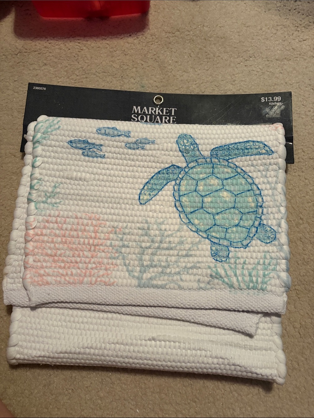 NWT Table runner Blue Turtle Embroidery